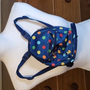Buttons & Bones PET DOG Backpack Harness Size S Blue Smiley Faces